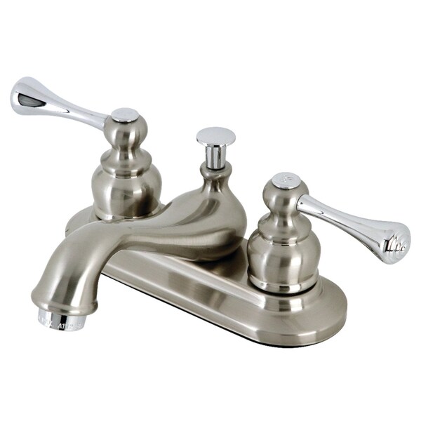 KB607BL 4" Centerset Bathroom Faucet, Brushed Nickel/Polished Chrome